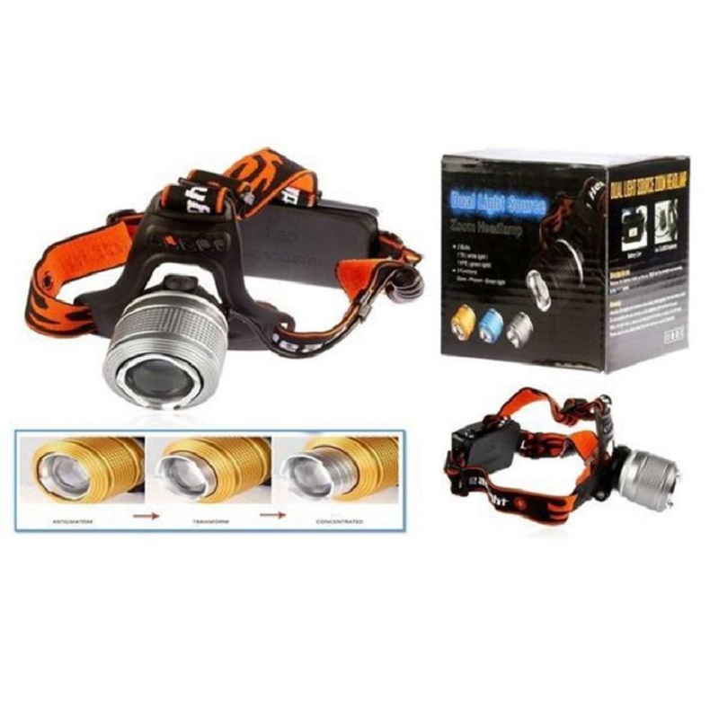 Rechargeable Led Headlight Dual Light Zoom Headlamp ( Multicolor )