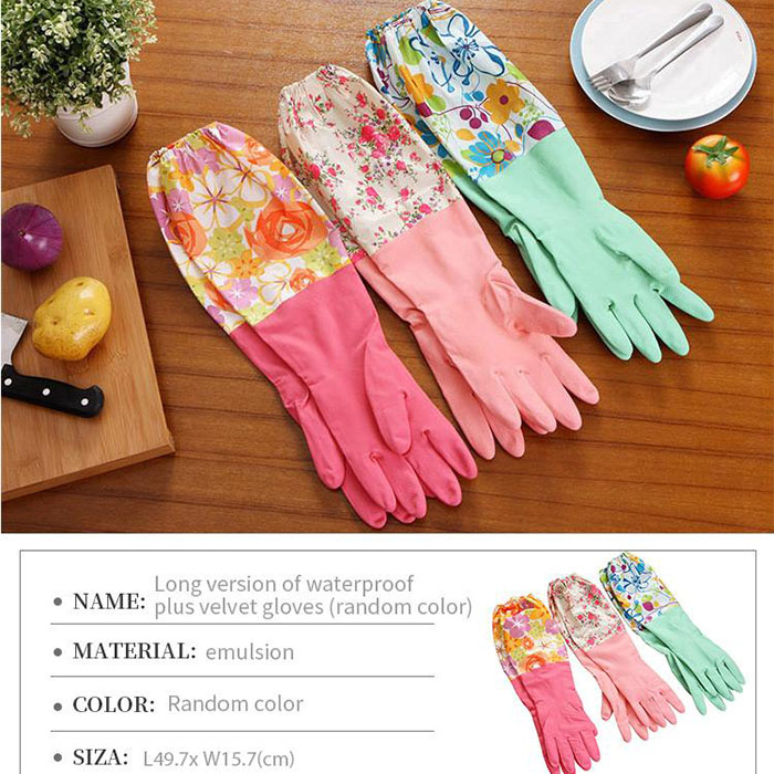 High Quality Full Hand Printed Dish Washing Gloves (Multicolor)